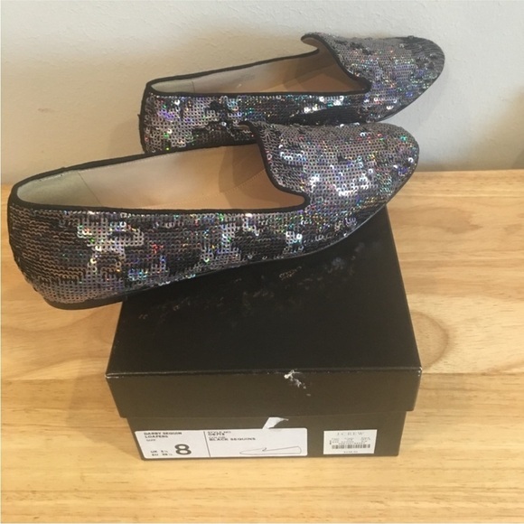 J. Crew Darby black sequin loafers size 8 - Picture 1 of 8